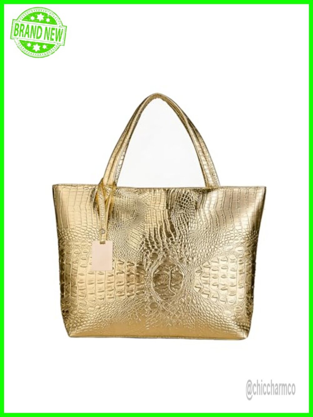 Large Tote Shoulder Handbag PU Leather Crocodile Satchel Top Handle Bag